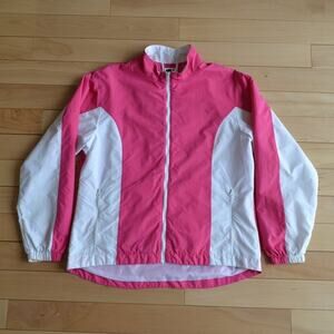 Footjoy Golf Rain Windbreaker Jacket Pink and White Size L